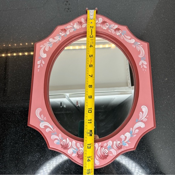 Hand Painted Pink Floral Mirror - Picture 7 of 10